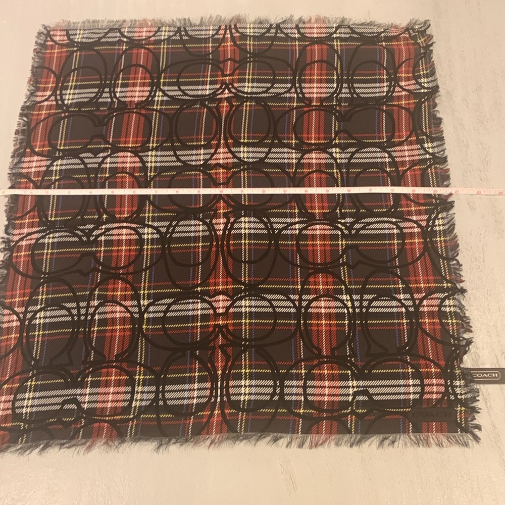 Coach plaid silk scarf 🟫⬜️🟥🟦🟨⬛️ - Picture 6 of 7